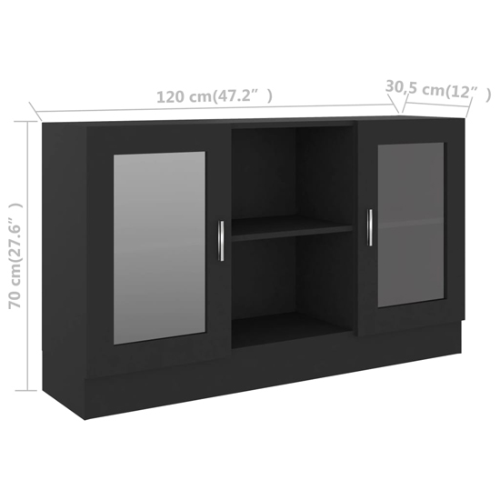 Ebru Wooden Display Cabinet With 2 Doors In Black