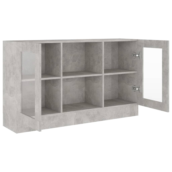 Ebru Wooden Display Cabinet With 2 Doors In Concrete Effect