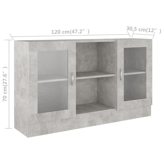 Ebru Wooden Display Cabinet With 2 Doors In Concrete Effect