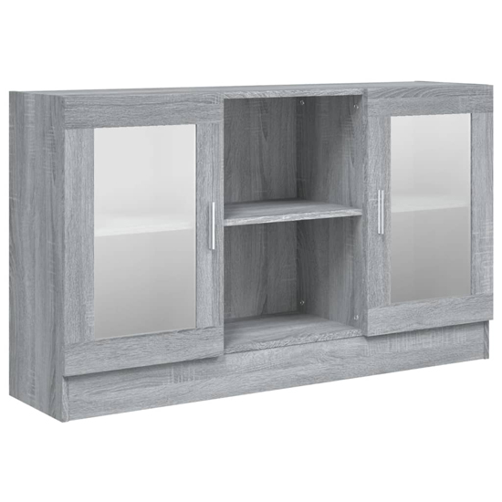 Ebru Wooden Display Cabinet With 2 Doors In Grey Sonoma Oak