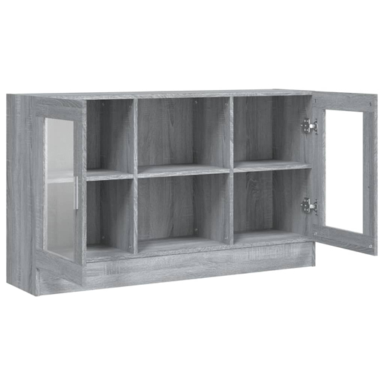 Ebru Wooden Display Cabinet With 2 Doors In Grey Sonoma Oak