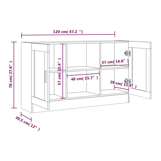 Ebru Wooden Display Cabinet With 2 Doors In Grey Sonoma Oak