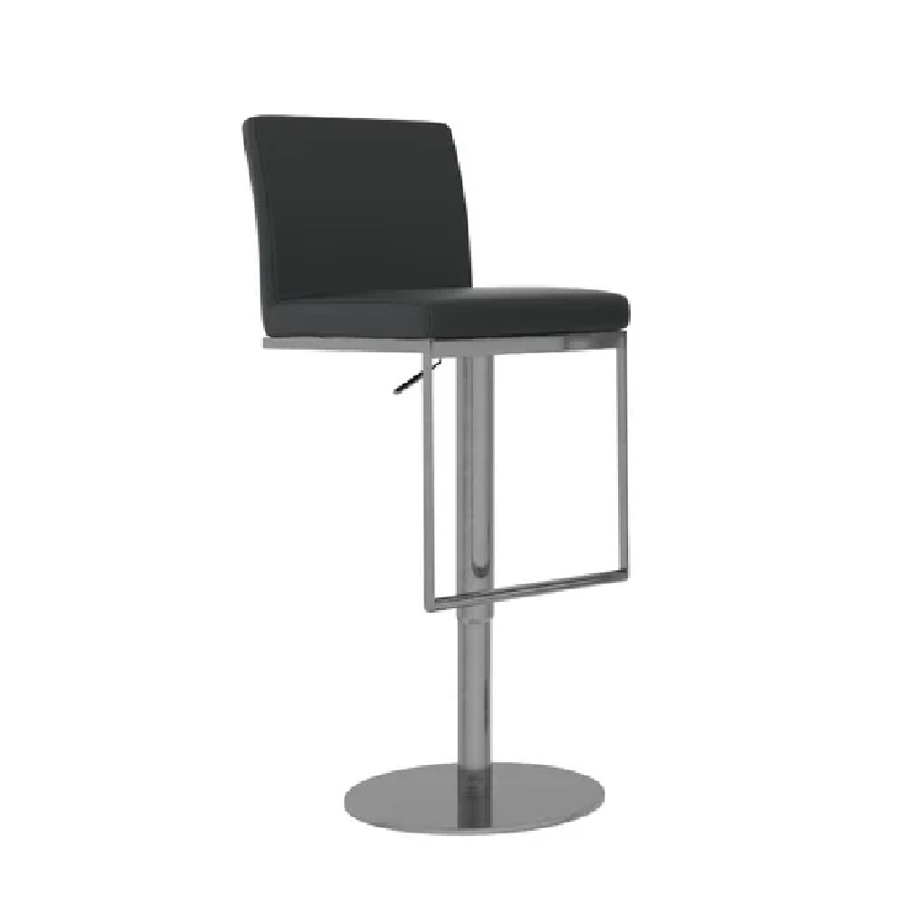 Read more about Eccles leather bar stool with chrome base in black
