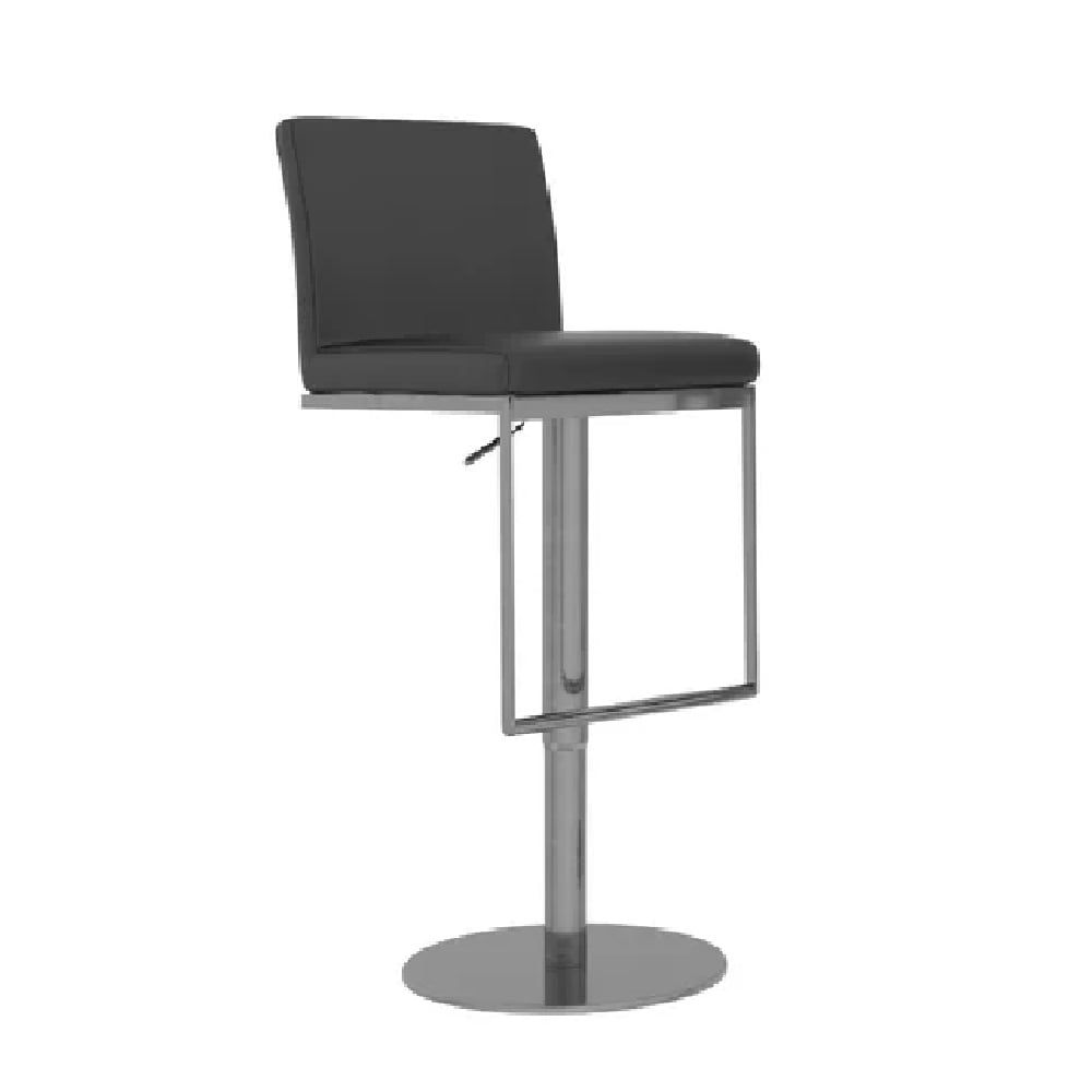 Read more about Eccles leather bar stool with chrome base in grey
