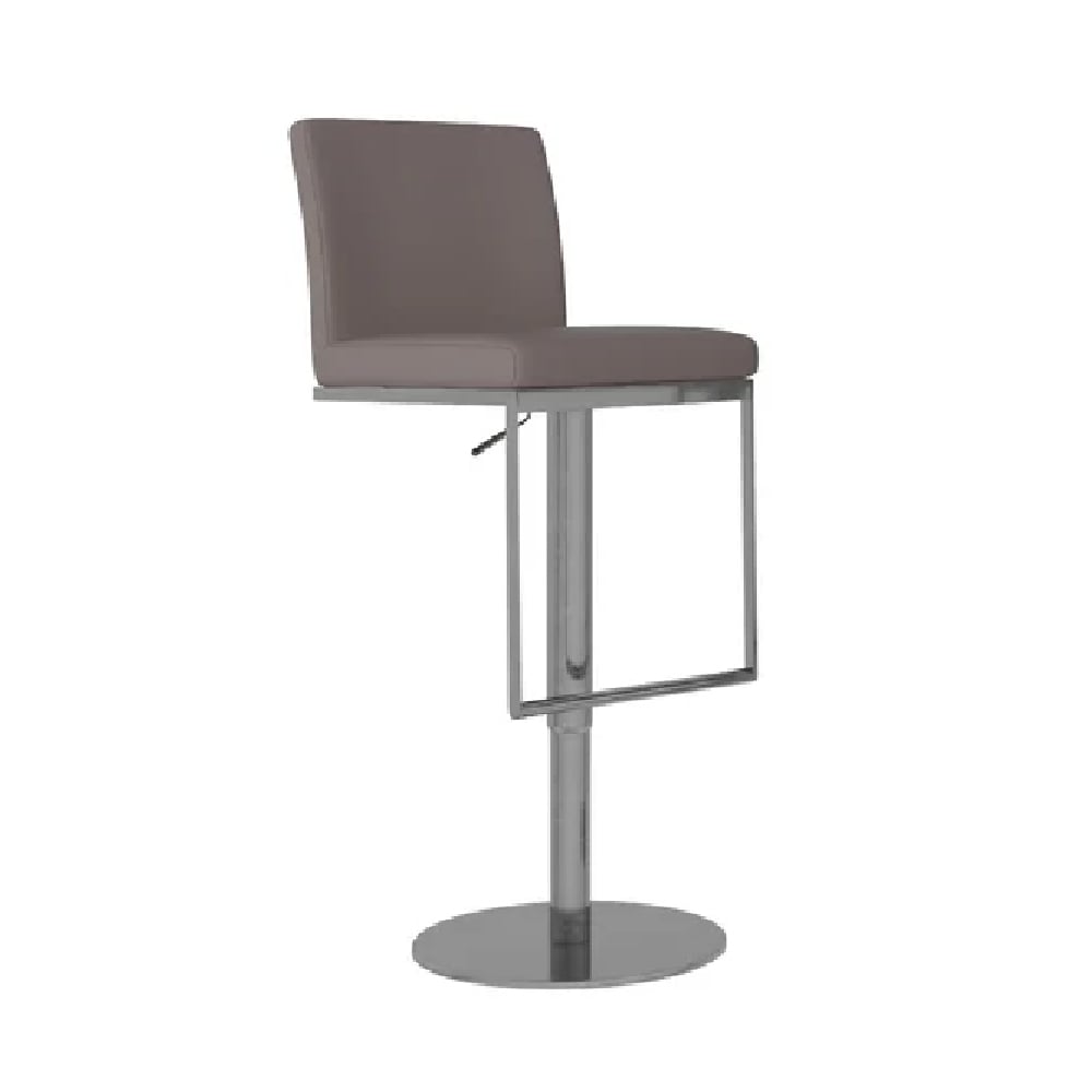 Read more about Eccles leather bar stool with chrome base in taupe