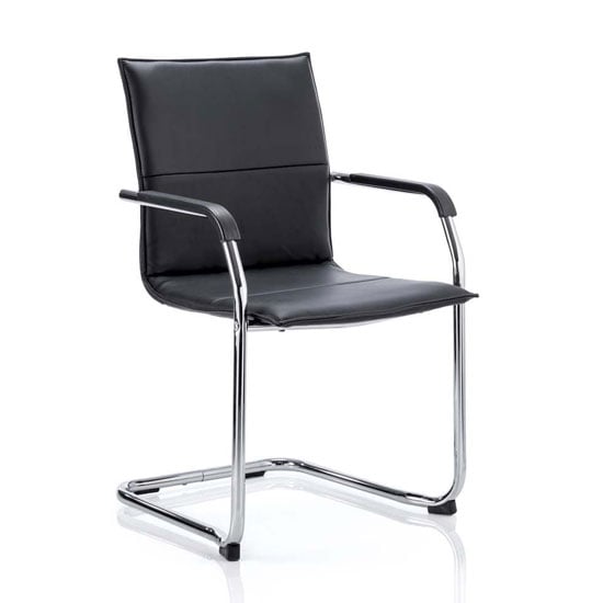 Product photograph of Echo Leather Cantilever Office Visitor Chair In Black With Arms from Furniture in Fashion