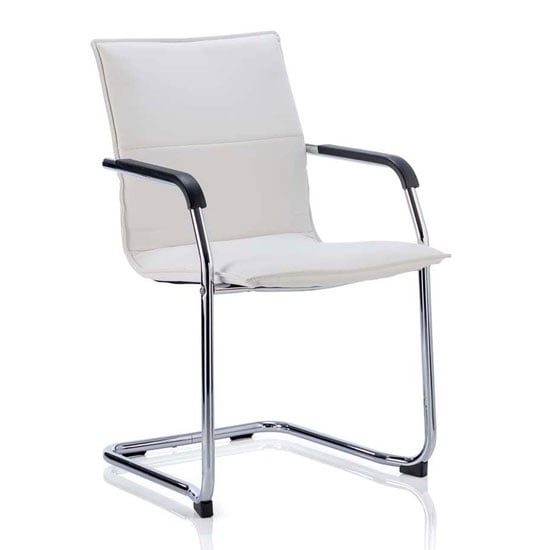 Product photograph of Echo Leather Cantilever Office Visitor Chair In White With Arms from Furniture in Fashion