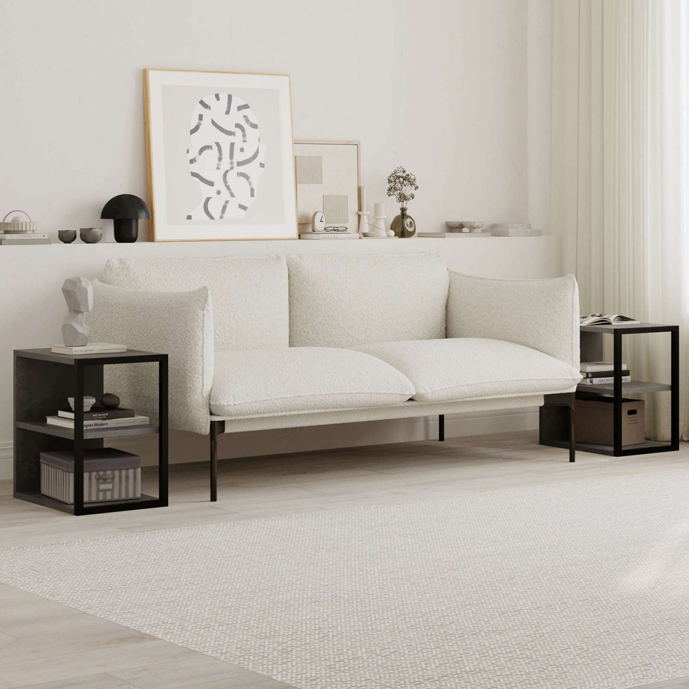 Echo Wooden Set of 2 Side Table in Retro Grey