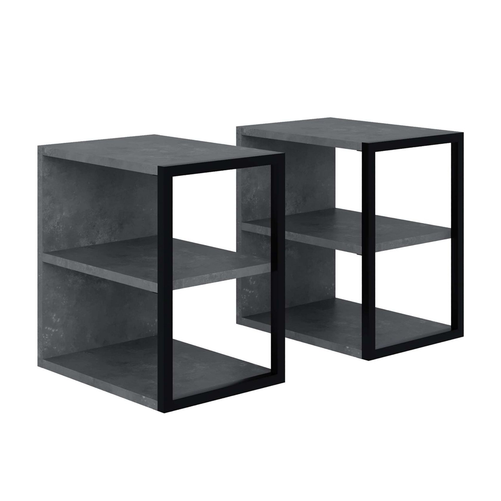 Echo Wooden Set of 2 Side Table in Retro Grey