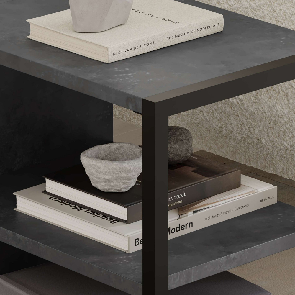 Echo Wooden Set of 2 Side Table in Retro Grey