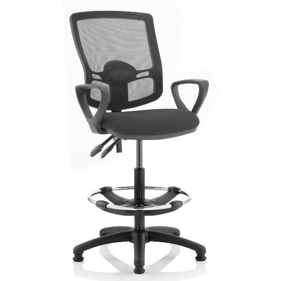 Photo of Eclipse black deluxe office chair with loop arms and rise kit