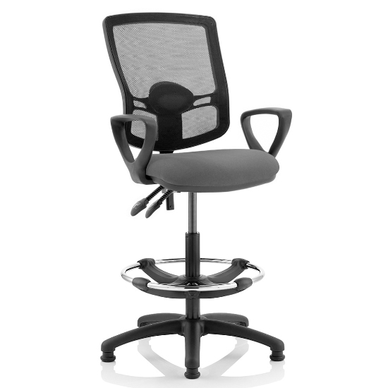 Photo of Eclipse charcoal deluxe office chair with loop arms and rise kit