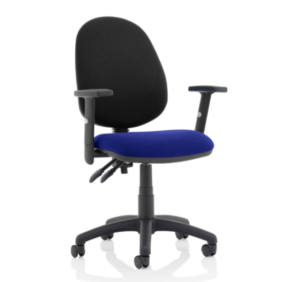 Read more about Eclipse ii black back office chair in blue and adjustable arms