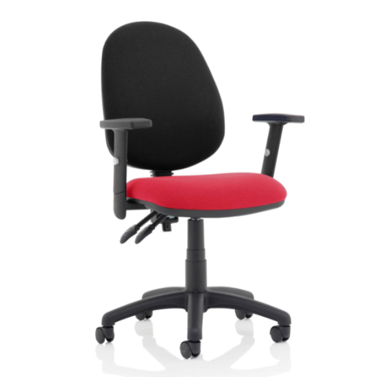 Photo of Eclipse ii black back office chair in cherry and adjustable arms