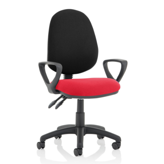 Photo of Eclipse ii black back office chair in cherry with loop arms