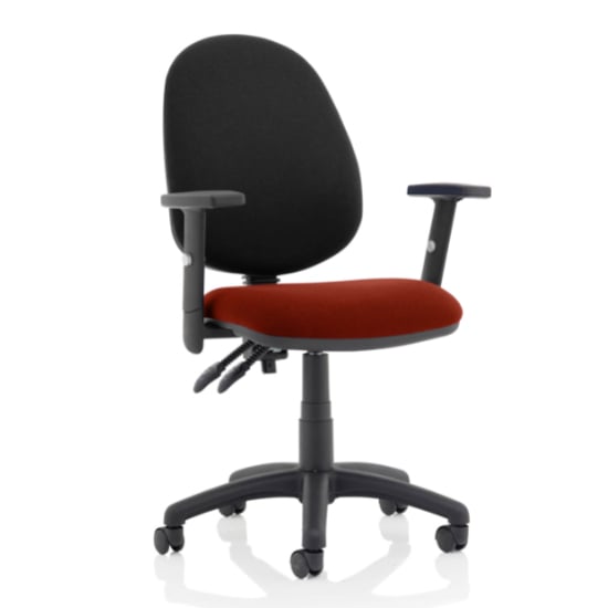 Photo of Eclipse ii black back office chair in chilli and adjustable arms