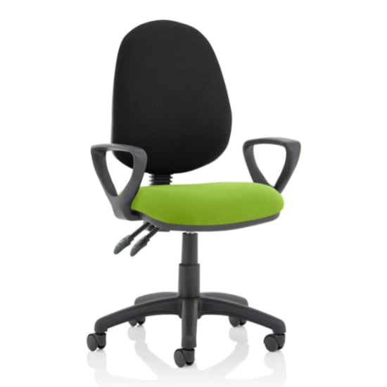 Eclipse II Black Back Office Chair In Green With Loop Arms