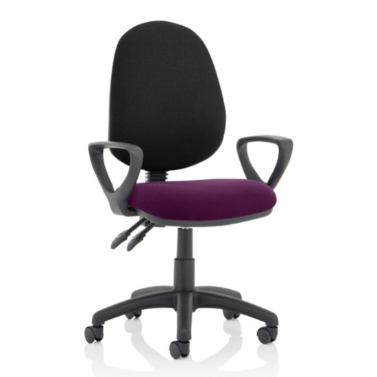 Product photograph of Eclipse Ii Black Back Office Chair In Purple With Loop Arms from Furniture in Fashion