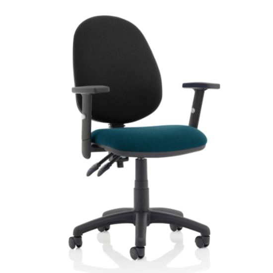 Read more about Eclipse ii black back office chair in teal and adjustable arms