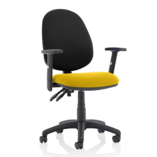 Photo of Eclipse ii black back office chair in yellow and adjustable arms