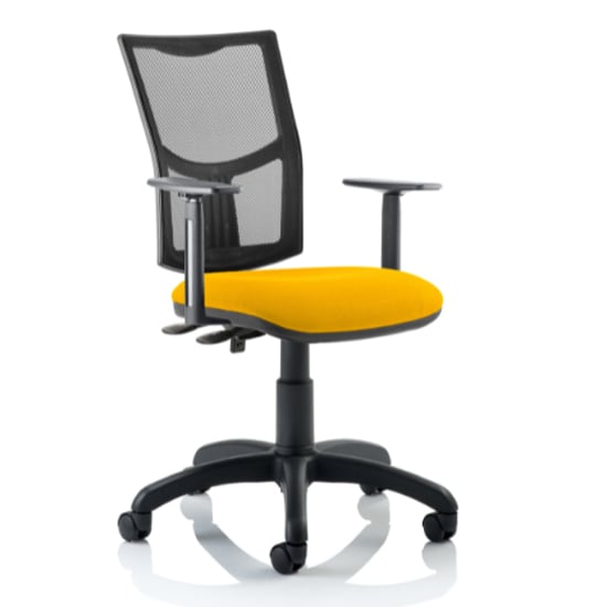 Product photograph of Eclipse Ii Mesh Back Office Chair In Yellow And Adjustable Arms from Furniture in Fashion