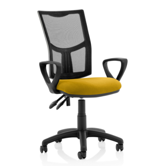 Photo of Eclipse ii mesh back office chair in yellow with loop arms