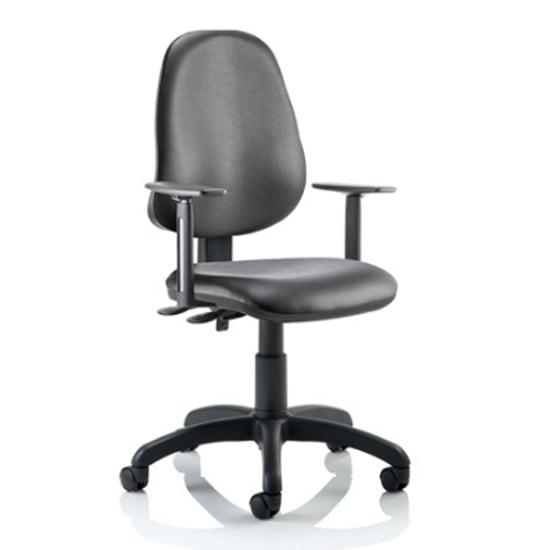 Eclipse II Vinyl Office Chair In Black With Adjustable Arms