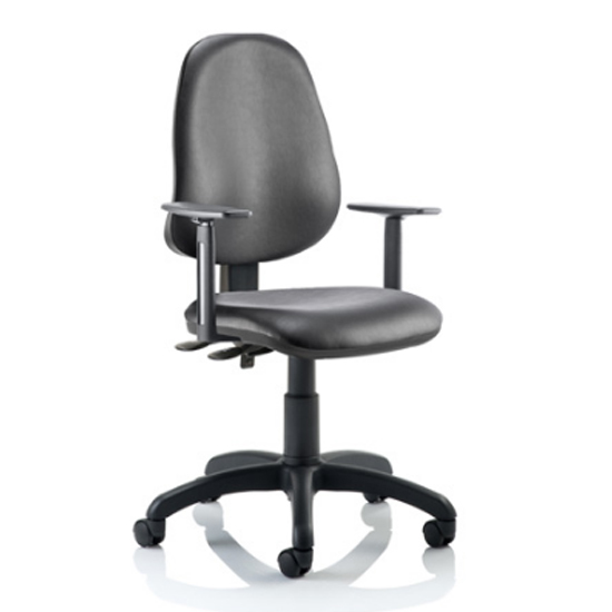 Product photograph of Eclipse Ii Vinyl Office Chair In Black With Adjustable Arms from Furniture in Fashion