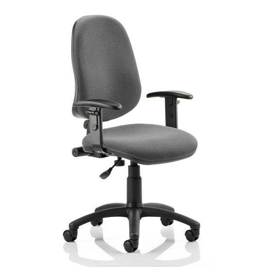 Product photograph of Eclipse Plus I Office Chair In Charcoal With Adjustable Arms from Furniture in Fashion