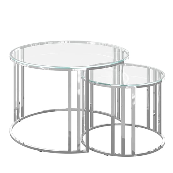 Photo of Eakley set of 2 glass coffee tables with stainless steel legs