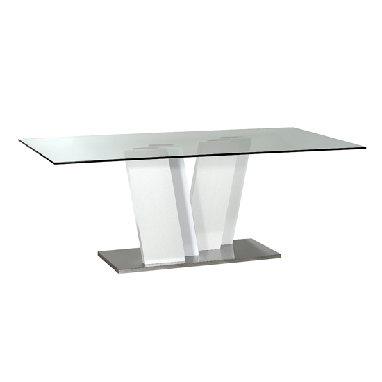 Daytona glass dining table rectangular in clear with chrome Browse