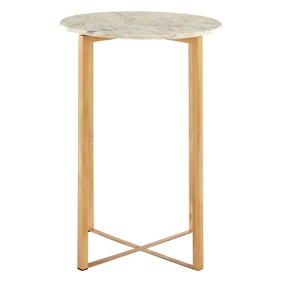 Ecran Marble Top Side Table In White With Gold Frame_2