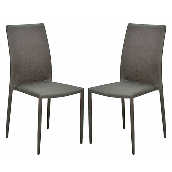 Enzi Dark Grey Fabric Dining Chairs In Pair