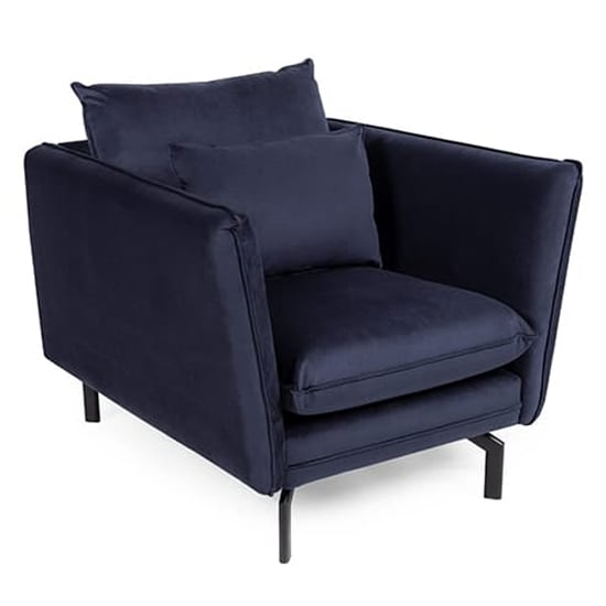 Photo of Edel fabric 1 seater sofa with black metal legs in navy
