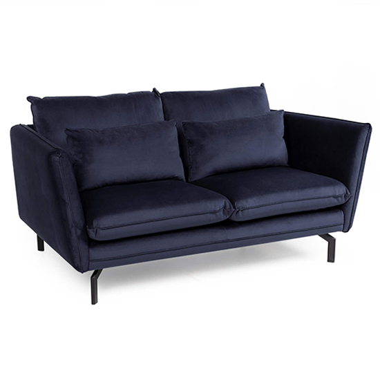 Photo of Edel fabric 2 seater sofa with black metal legs in navy