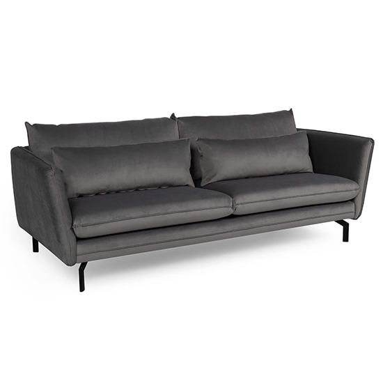 Product photograph of Edel Fabric 3 Seater Sofa With Black Metal Legs In Grey from Furniture in Fashion