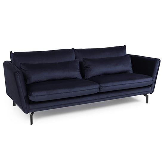 Product photograph of Edel Fabric 3 Seater Sofa With Black Metal Legs In Navy from Furniture in Fashion