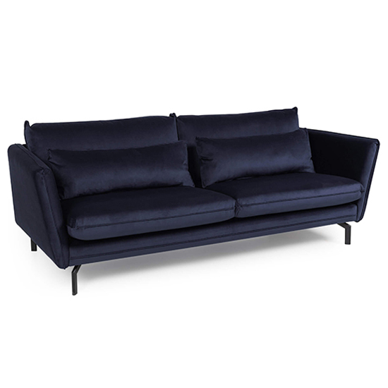 Read more about Edel fabric 3 seater sofa with black metal legs in navy