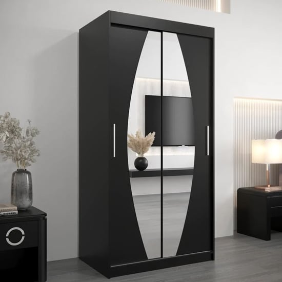 Read more about Eden mirrored wardrobe 2 sliding doors 100cm in black