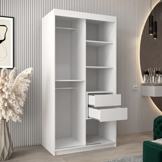 Eden Mirrored Wardrobe 2 Sliding Doors 100cm In White