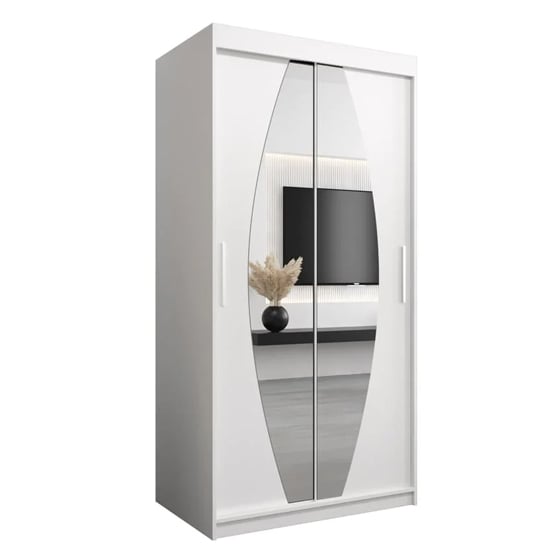 Eden Mirrored Wardrobe 2 Sliding Doors 100cm In White