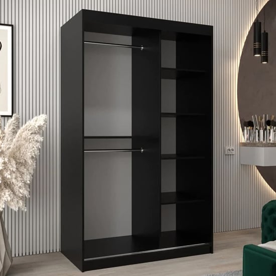 Eden Mirrored Wardrobe 2 Sliding Doors 120cm In Black_2