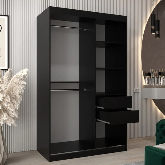 Eden Mirrored Wardrobe 2 Sliding Doors 120cm In Black_3
