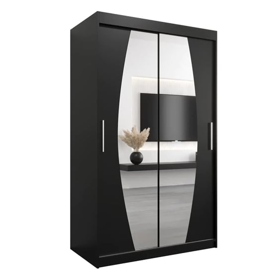 Eden Mirrored Wardrobe 2 Sliding Doors 120cm In Black_4