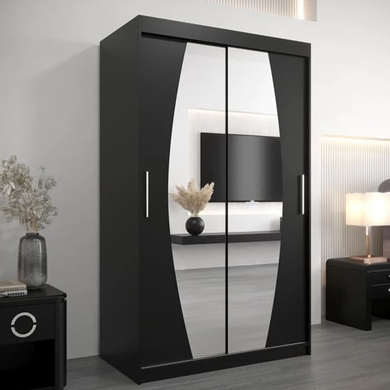 Read more about Eden mirrored wardrobe 2 sliding doors 120cm in black
