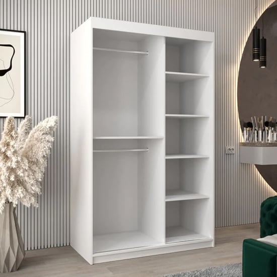 Eden Mirrored Wardrobe 2 Sliding Doors 120cm In White