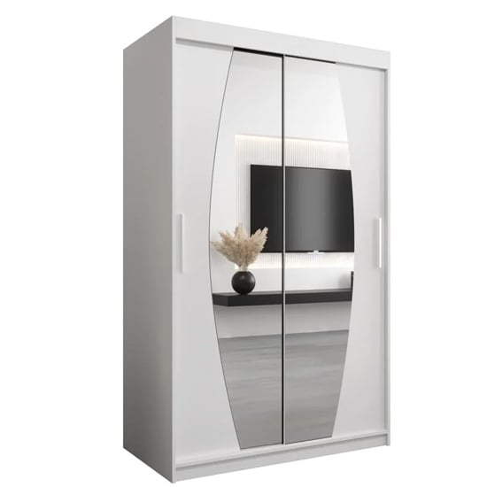 Eden Mirrored Wardrobe 2 Sliding Doors 120cm In White