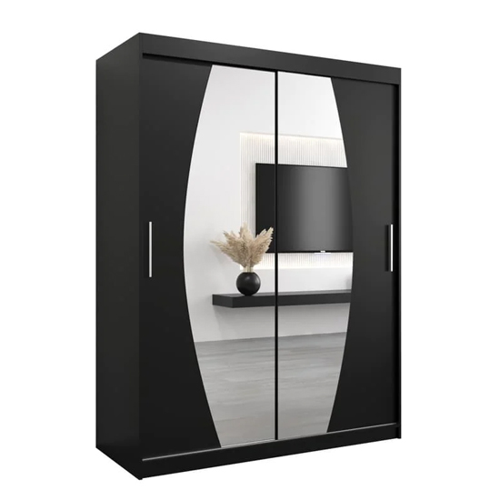 Eden Mirrored Wardrobe 2 Sliding Doors 150cm In Black