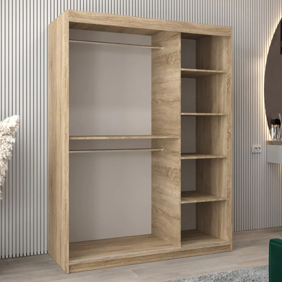 Eden Mirrored Wardrobe 2 Sliding Doors 150cm In Sonoma Oak