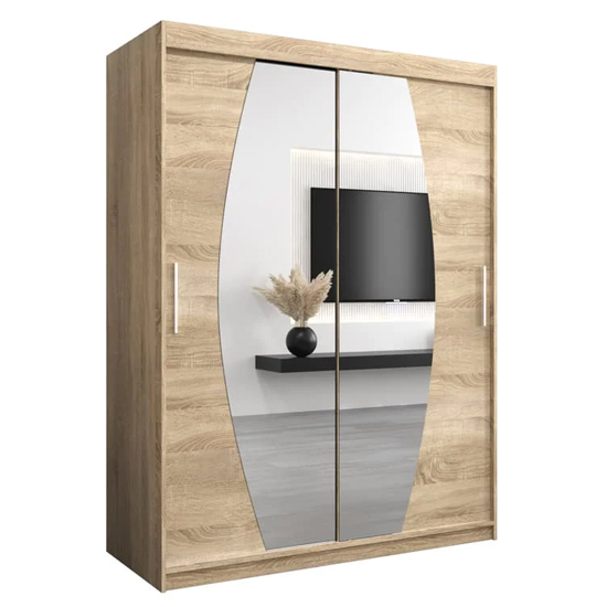 Eden Mirrored Wardrobe 2 Sliding Doors 150cm In Sonoma Oak